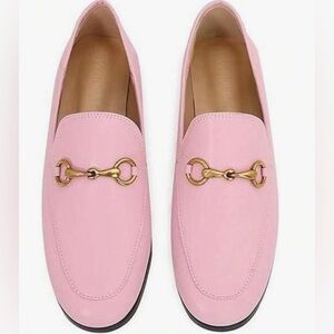 Pink Women's Leather Horsebit Loafers